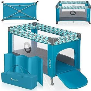 LIONELO Stefi - Babybox - reisbed vanaf de geboorte tot 15 kg - zijingang - LockGuard veiligheidssysteem - wielvergrendeling - opvouwbare draagtas