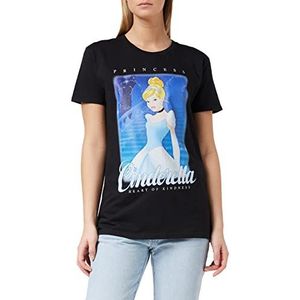 Disney prinsessenpoester Heart of Kindness Petit Friend Fit T-shirt voor dames, officiële merchandise, Disney klassieke filmthee, verjaardag, cadeau-idee voor dames, zwart.