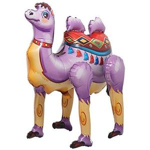 Aluminium ballon met schattige cartoon konijn vos kameel dier folieballon Happy Birthday babyfeestdecoraties voor jongens (3D camel paars)