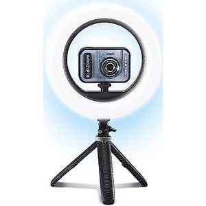 VTech - KidiZoom Video Studio PRO, digitale camera voor kinderen, selfie, HD-video, kleurendisplay met ringlicht, statief, achtergrond en groene handschoenen, cadeau van 7 jaar tot 14 jaar - inhoud in