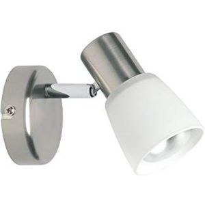 BRILLIANT Lamp Luca wandspot ijzer/chroom/wit | 1x R50, E14, 40 W, geschikt voor reflectorlampen (niet meegeleverd) | schaal A ++ tot E | draaibare kop