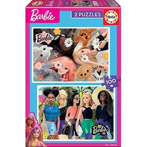 Educa - 2 puzzels met 100 stukjes voor kinderen met Barbie illustraties, dubbele start | Afmetingen: 40 x 28 cm | vanaf 6 jaar (19300)