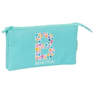 Benetton Letter Trousse triple pour enfant, idéale pour les enfants d'âge scolaire, confortable et polyvalente, qualité et résistance, 22 x 3 x 12 cm, vert menthe pastel, Vert menthe pastel,