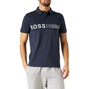 BOSS Pavel heren poloshirt van katoen met geborduurd artistiek logo, Navy410, M, Navy410