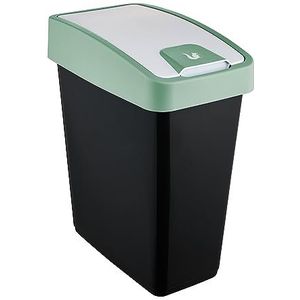 Keeeper - Afvalbak - Met Flip Deksel 47x39x24 - 25 L - Zwart/groen