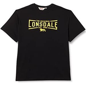 Lonsdale Nybster T-shirt voor heren, Zwart/Geel
