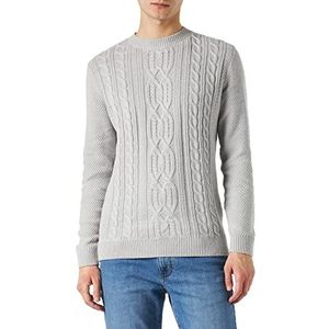 TOM TAILOR Cosy heren sweatshirt met gevlochten patroon, 30193 - regular grijs, XXL, 30193, normaal grijs