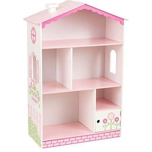 KidKraft 14604 Houten boekenkast voor poppenhuis, kindermeubilair, opbergkast en plank, voor kinderkamer, roze