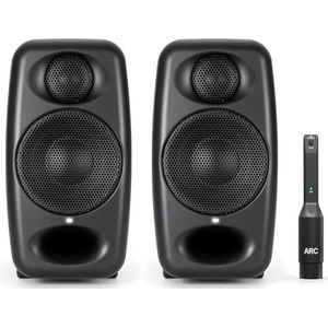 IK Multimedia iLoud Micro Monitor Pro - Paar - Compacte 2-weg bi-versterkte, zeer draagbare digitale gestuurde referentiestudiomonitoren ARC kalibratie microfoon inbegrepen. Zwart