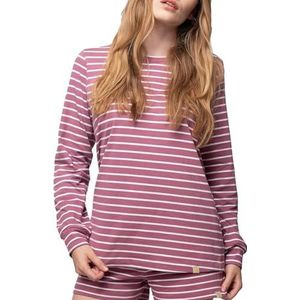 greenjama T- Shirt À Manches Longues Ringel, Certifié Gots Haut de Pijama Femme, Raisin, 44