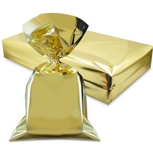 Decoraparty 50 stuks metallic gouden enveloppen 20 x 35 cm, gouden zakjes van polypropyleen, rechthoekig, elegant, voor geschenkverpakkingen voor feestjes, Kerstmis, verjaardag, Nieuwjaar, feest,