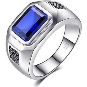 JewelryPalace 4,5 ct synthetische blauwe saffierring, herenring, 925 zilver, verguld, verlovingsring, trouwringen, trouwring, sieraden voor heren, Edelsteen, Saffier Spinel
