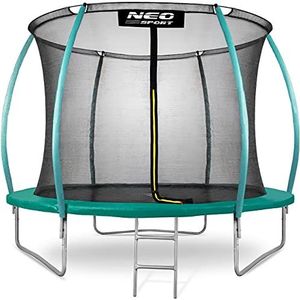 Neo Sport kindertrampoline met veiligheidsnet, ladder en veerbekleding, springmat van 305 cm