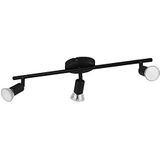 EGLO LED plafondlamp Buzz-LED, 3 lichtpunten, plafondspot van metaal, woonkamerlamp in zwart, keukenlamp, LED-spots met GU10-fitting, L 48,5 cm