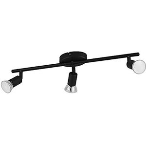 EGLO LED plafondlamp Buzz-LED, 3 lichtpunten, plafondspot van metaal, woonkamerlamp in zwart, keukenlamp, LED-spots met GU10-fitting, L 48,5 cm