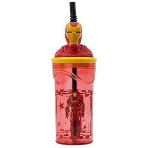 ALMACENESADAN, 4910. 3D-figuurbeker met herbruikbare Iron Man-hengel, inhoud 360 ml, herbruikbaar product, BPA-vrij.