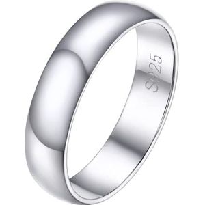 PROSILVER Ring, 5 mm, van 925 zilver, voor dames en heren, verlovingsring, maat 47/49/52/54/57/59/62/64/67