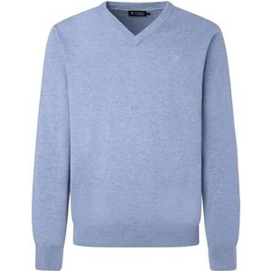 Hackett London Cotton Silk Crew Herentrui Chambray, S, Chambray