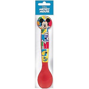Disney kinderbestek van kunststof, motief: Mickey Mouse Micky Mouse met vork en lepel, rood, 2 stuks
