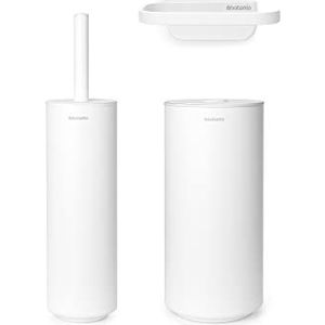 Brabantia - Mindset toiletaccessoireset - Toiletborstel, rolhouder en roldispenser - Set van 3 bijpassende badkameraccessoires - Fresh White