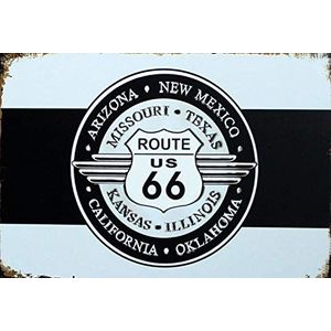 Schatzmix Route US 66 wandbord 20x30 cm zwart / wit
