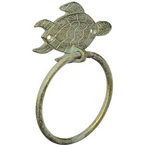 Hampton Nautical Zeeschildpad antiek gietijzer handdoekenrek brons 17,8 cm