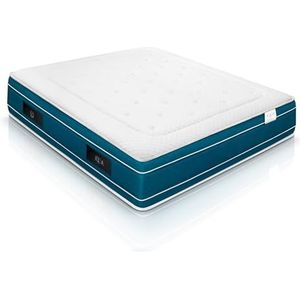 WIN REST Gel pocketvering matras Aqua pocketvering, hoogte 30 cm, gemiddelde hardheid, 750 veren kern, 400 g damaststof, super zachte hypoallergene vezel (140 x 200 cm)