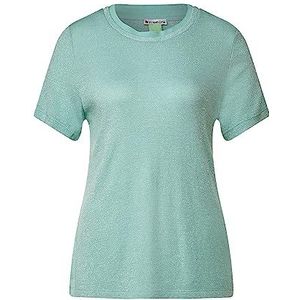 Street One Dames T-shirt met korte mouwen met pailletten Soft Lagune Green, 46, Zacht lagune-groen