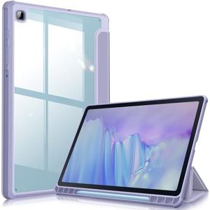 Fintie Hoes voor Samsung Galaxy Tab S6 Lite 10.4 2020 met S pennenhouder - Transparant Harde Schaal Achterkant Beschermhoes met Zachte TPU Rand Bumper voor Tab S6 Lite SM-P610/P615, (Pastel Paars)