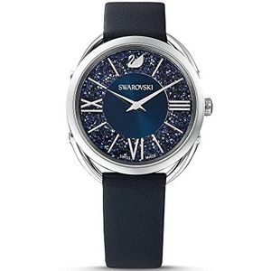 Swarovski Crystalline Glam Horloge, Zwitserse Made, Leren armband, Blauw, Roestvrijstaal, kl-blauw, Band, KL-Blauw, Band