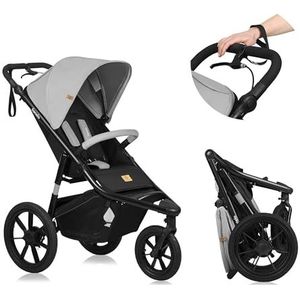 LIONELO Azura - Multifunctionele Jogging Buggy – Kinderwagen, Van 6 Maanden tot 22 kg, Driewieler, Inclusief Regenhoes, Volledige Demping, Reflectoren, Verstelbaar en Opvouwbaar (GREY STONE)