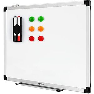 Amazon Basics Magnetisch droog uitwisbaar whiteboard met penhouder en aluminium stangen, wit, 60 x 45 cm