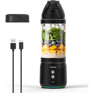 Fridja F500 Krachtige draagbare mixer van 240 W, oplaadbaar via USB-C, waterdicht en compact, 700 ml fles, BPA-vrij, gekartelde messen met 6 vellen, perfect voor smoothies, dranken