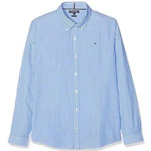 Tommy Hilfiger Blauwe strepen overhemd voor jongens L/S, Blauw (Shirt Blue 474)