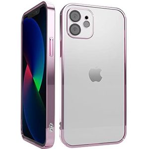 Angeston Beschermhoesje compatibel met iPhone 12, harde schaal, spiegel, verzinkt, voor iPhone 12, schokbestendig, krasbestendig - roze