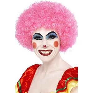Smiffys Gekke Clown pruik, roze, 120 g