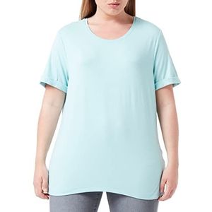 ONLY CARMAKOMA Carcarma S/S Fold Up Top JRS T-shirt De Las Mujeres, Pastel turquoise/detail: melange