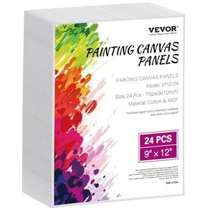 VEVOR 24 stuks witte canvaspanelen voor schilderen, schetsen, acrylverf en olieverf, aquarel, aquarel, canvas voor kinderen en professionals