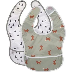 Lässig Little Forest Fox Babyslabbetjes, 2-delig, waterafstotend, Eén maat, grijs