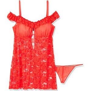 SoftLine Collection Robe de lingerie surdimensionnée Veronica avec string Rouge Taille XXXL