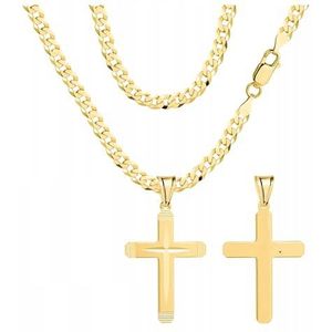 Amor Luxury 585 gouden halsketting voor heren, 925/585, koningsketting, kruisketting, cadeau voor vrienden, gouden kruisketting, sieraden voor mannen, Sterling Zilver