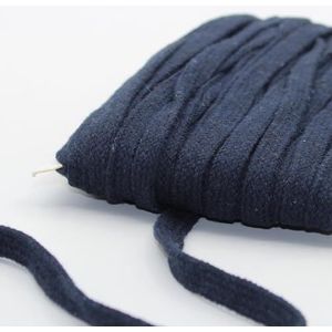 LEDUC Platte katoenen band, gevlochten, 10 kleuren, 1 cm, 20 m, om te naaien, sweatshirt met capuchon, trainingspak, marineblauw (C)