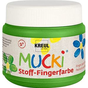 Kreul Mucki 28105 fluorescerende vingerverf, groen, 150 ml op waterbasis, parabenen, glutenvrij, lactosevrij en veganistisch, ideaal voor vinger- en handwerk