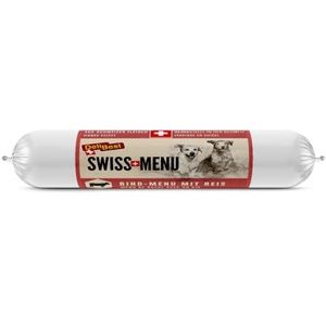 DeliBest Swiss Menu Rundvleesmenu met rijst, natvoer voor honden van 100% Zwitsers rundvlees, glutenvrij en zonder andere additieven, hoogwaardig hondenvoer voor volwassenen, 200 g