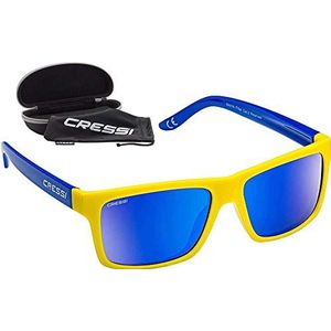 Cressi Bahia Floating zonnebril, sportzonnebril, zwemmend, gepolariseerd, UV-bescherming, 100% uniseks volwassenen, geel koning glazen, gespiegeld, blauw, Eén maat