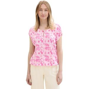 TOM TAILOR 1041532 Dames T-shirt (1 stuk), 35292 roze klein bloemenpatroon