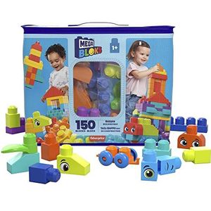 MEGA Bloks Grote tas met bouwstenen, bouwset met 150 grote en kleurrijke bouwstenen en 1 opbergtas, speelgoedset voor kinderen vanaf 1 jaar, HHM96