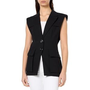 Pinko Eumeo Gilet Tricottina Stretch Femme, Z99_Noir Limousine, 44