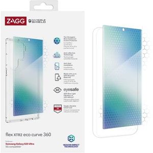 ZAGG InvisibleShield Flex Curve XTR2 ECO 360 Schermbeschermer compatibel met Samsung Galaxy S23 Ultra Bundle, schokbestendig, sterk, antireflectie, Blue Light Eyesafe, 5G, Clear
