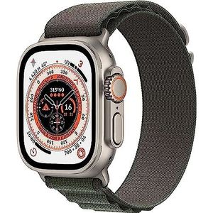 Apple Horloge Ultra GPS + Cellular, 49 mm titanium behuizing met groene Alpine gesp - medium